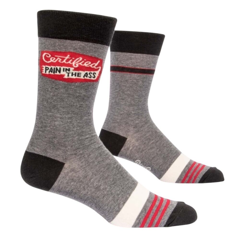 Blue Q Men's Certified Pain In The Ass Crew Socks NEW
